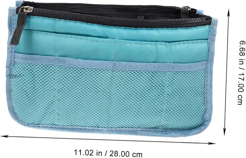Large Capacity Travel Toiletry Organizer Pouch Foldable Cosmetic Storage Bag Sky Blue - Image 4
